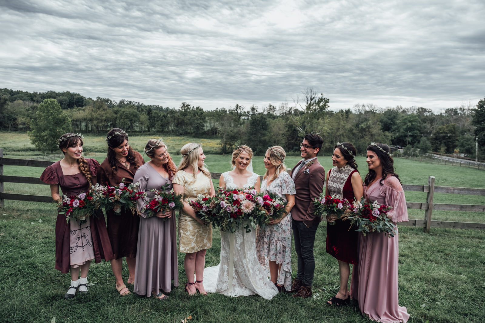 bridal party portraits durham hill farm weddings